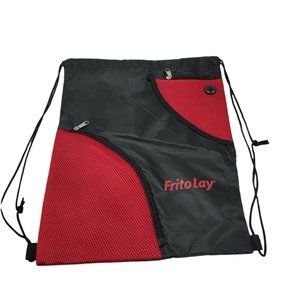 Frito Lay Drawstring Cinch Backpack Tote Bag Black Red